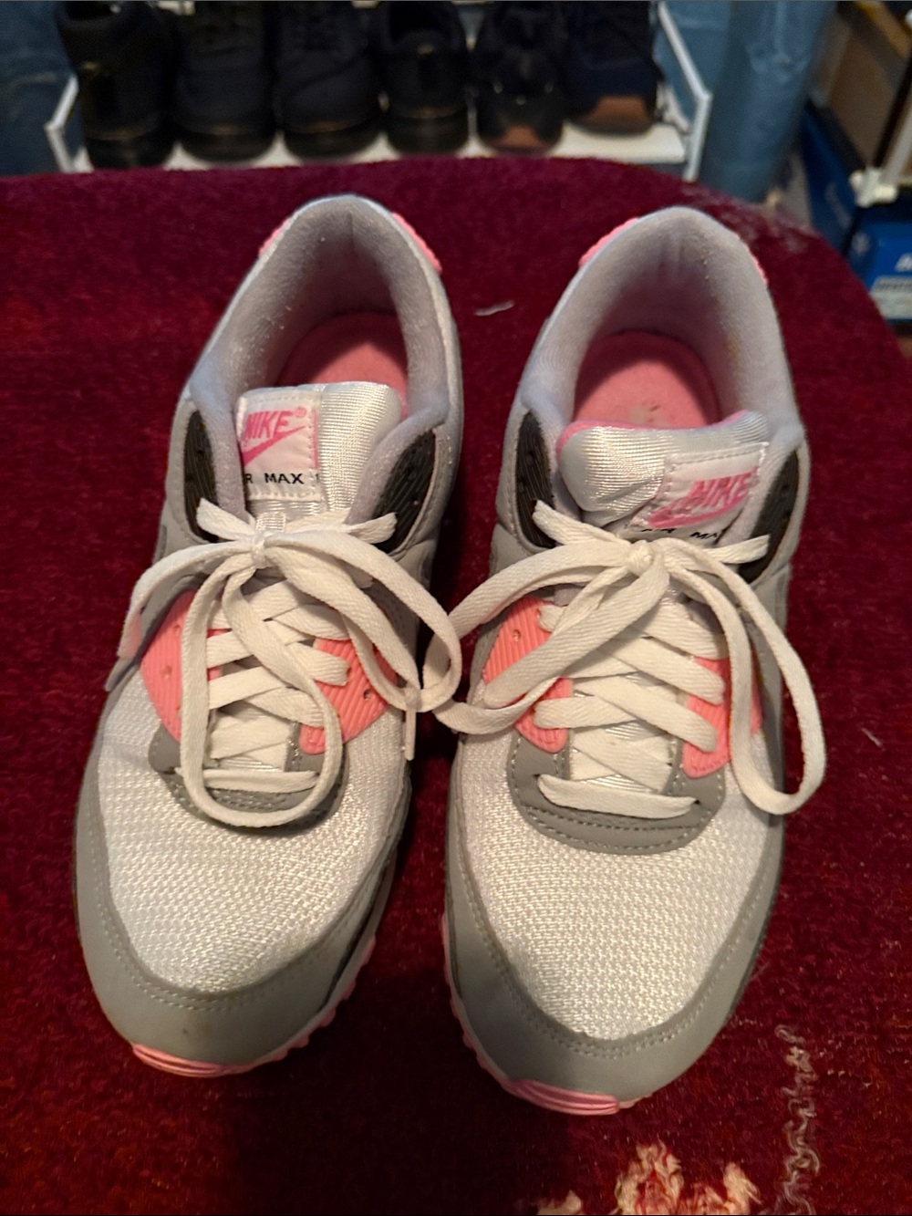 Nike Women’s Air Max Sneakers in White, Gray & Pink Accents